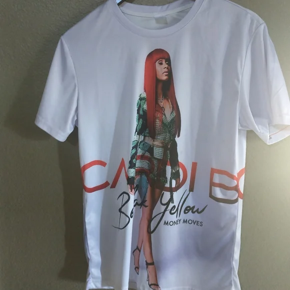 White silk quick dry novelty celebrity shirt. - Picture 1 of 1